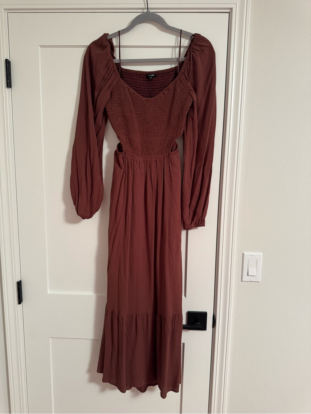 Papermoon Long Brown Smocked Midi Dress